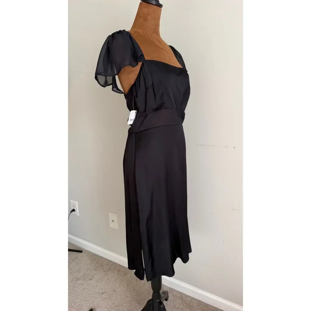 Free People Anthropologie Black Jumpsuit Romper Size 6 Viscose NWT $88